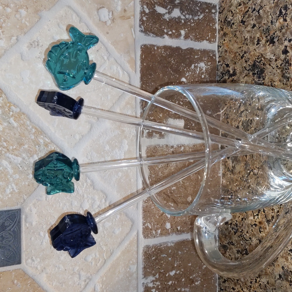 Fish Stir Swizzle Sticks Tropical Drinks Party Barware Party Translucent Acrylic